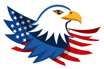 Fototapeta premium 4th of July Patriotic Eagle with USA Flag Vector Illustration
