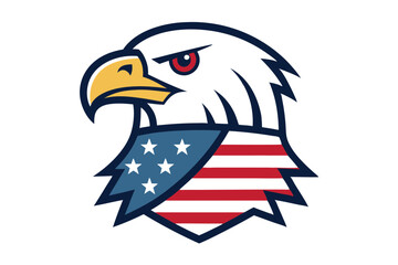 Obraz premium 4th of July Patriotic Eagle with USA Flag Vector Illustration