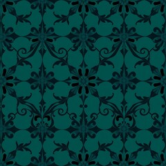 Teal Damask Seamless Pattern: An elegant and intricate teal damask pattern, perfect for adding a touch of sophistication to any design project.