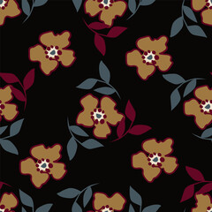 Cute hand drawn floral seamless pattern background