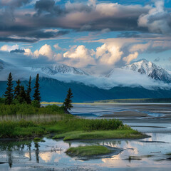 clouds over mountains in Alaska