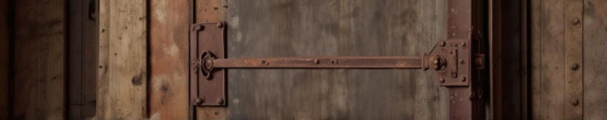 Fototapeta premium Iron pointer pointing at an ancient iron placard on the wall of an elevator shaft, directed, elevator, iron