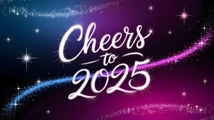 Celebrate the New Year with Cheers to 2025 Sparkling Stars Background