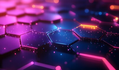 Abstract Digital Background with Animated Hexagonal Pulse Waves and Gradual Color Transitions