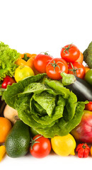Fruits and vegetables isolated on a white background.