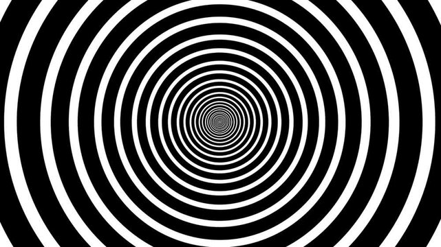Circular loop with a hypnotic effect in white and black animation