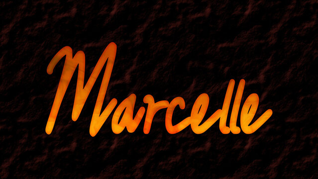 3D fire text effect of name Marcelle on dark background.