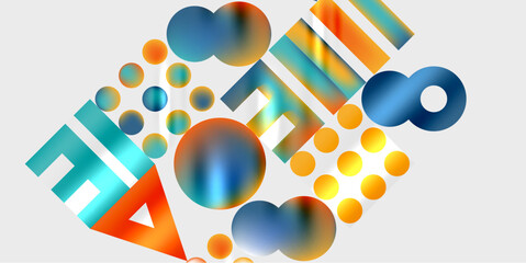 Simple shapes - circles, triangles, rectangles abstract background. Vector Illustration For Wallpaper, Banner, Background, Card, Book Illustration, landing page