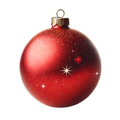 A Red Christmas ball isolated on a transparent background