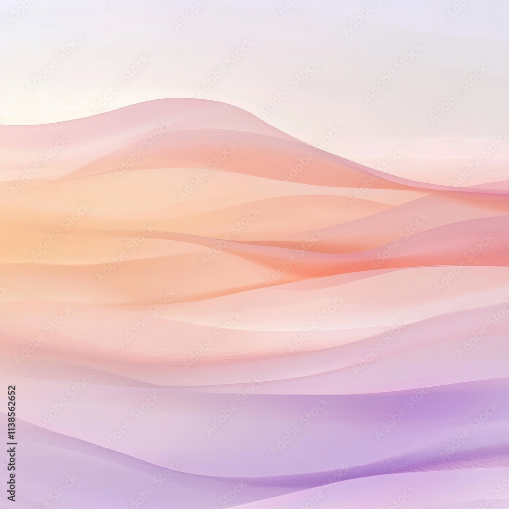 Poster soft, flowing abstract waves in pastel colors create a serene and calming visual effect.