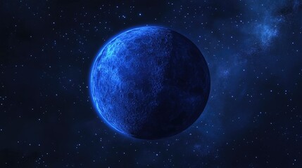 Enchanting Blue Moon Glowing in Front of the Milky Way Galaxy - A Celestial Nighttime Romance