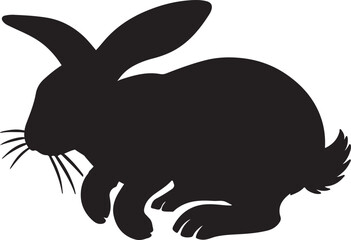 Rabbit silhouette vector art illustration isolated on transparent background