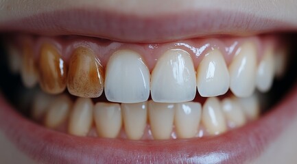 Bright and healthy teeth shown in a close up smile during daylight