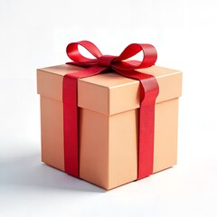 Obraz premium Peach gift box with red ribbon