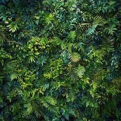 Fototapeta premium Lush green foliage creating a vibrant natural tapestry in a forested area