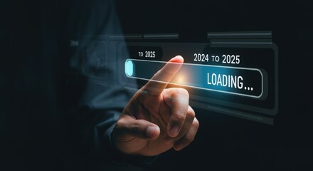 Businessman touching to downloading bar to change 2024 to 2025 year for change and preparation new business year concept