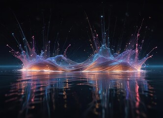 Fototapeta premium Drifting Fibre Optic Fibres through Clear Water, optical fibre waves, fibre optics vortex