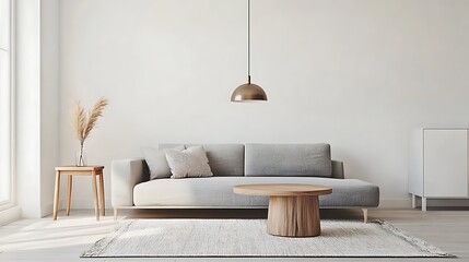 Beautiful Modern Living room Interior with furniture's ,mockup frame , posters, wall -3d Rendering