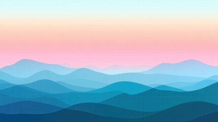 Serene Layers of Soft Blue and Pink Mountain Silhouettes at Dusk
