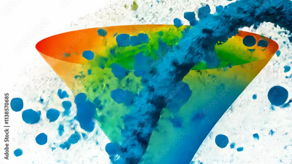 Poster vibrant colorful cone shape with gradient and abstract dots for creative designs