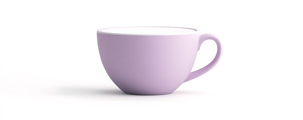 A unique pastel purple coffee cup mockup template with a blank design and matte finish, isolated against a white backdrop for creative use.