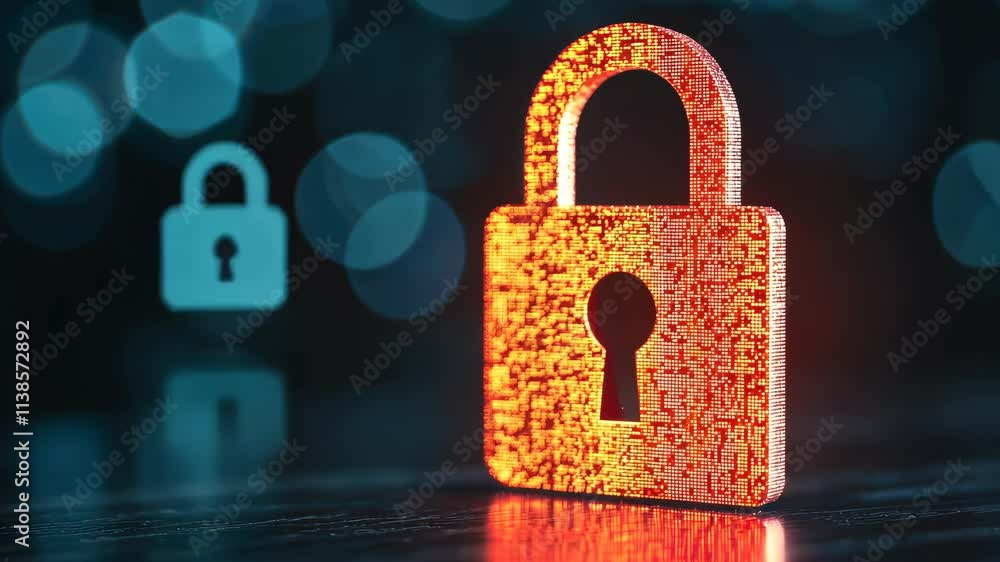 Aufkleber digital security concept with lock icon in vibrant colors and soft focus background