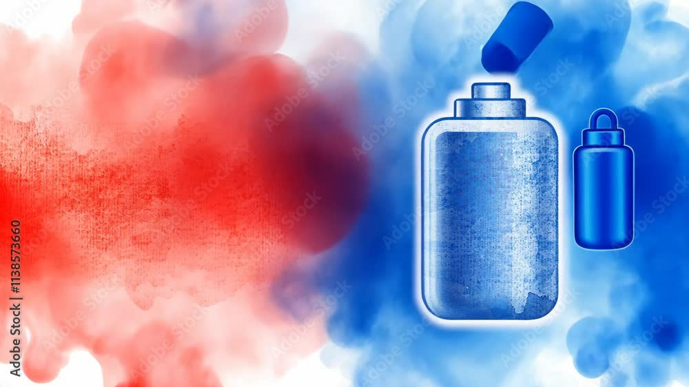 Aufkleber abstract background with colorful bottles and blurred paint effects for design use