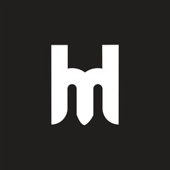 Abstract letter HM or MH logo initial elegant design and M lowercase modern branding business identity, vector art icon monogram.