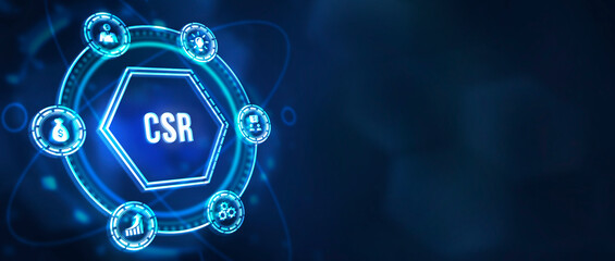 Obraz premium Internet, business, Technology and network concept. CSR abbreviation, modern technology concept. 3d illustration