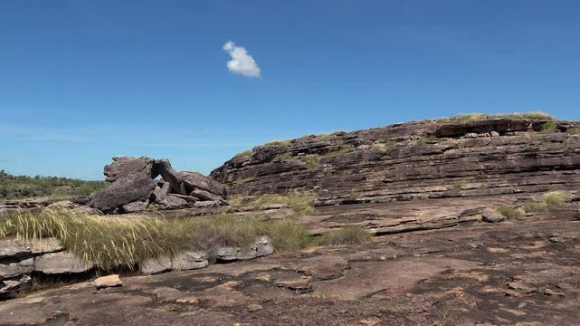 panorama from the Nadab Lookout in Ubirr Rock Art Site, Kakadu National Park, NT, Australia, home for aboriginal people with an abundance of significant sites famous for the aboriginal rock art