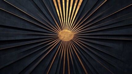 Obraz premium Abstract Black And Gold Sunburst Design