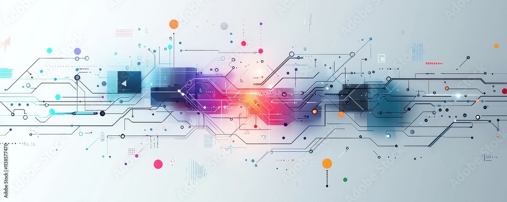 Aufkleber abstract technology background with colorful digital circuit design