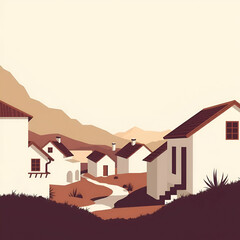 Charming Rustic Houses in a Serene Mountain Valley Landscape