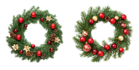 set of christmas wreaths isolated