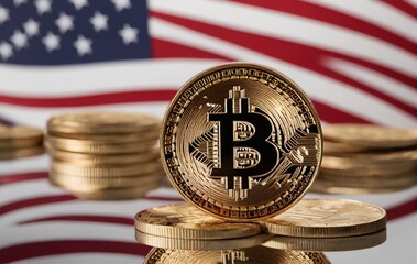 Bitcoin and American Flag