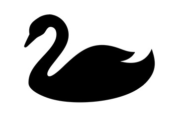 Create a Swan silhouette icon using black, clean and smooth on a white background.