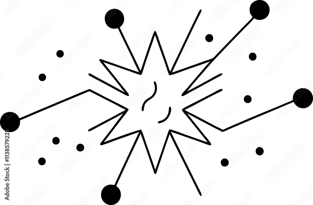 Poster starburst explosion network connection points digital signal burst