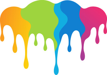Abstract Rainbow Paint Drips, Colorful Liquid Splashes, Vivid Design