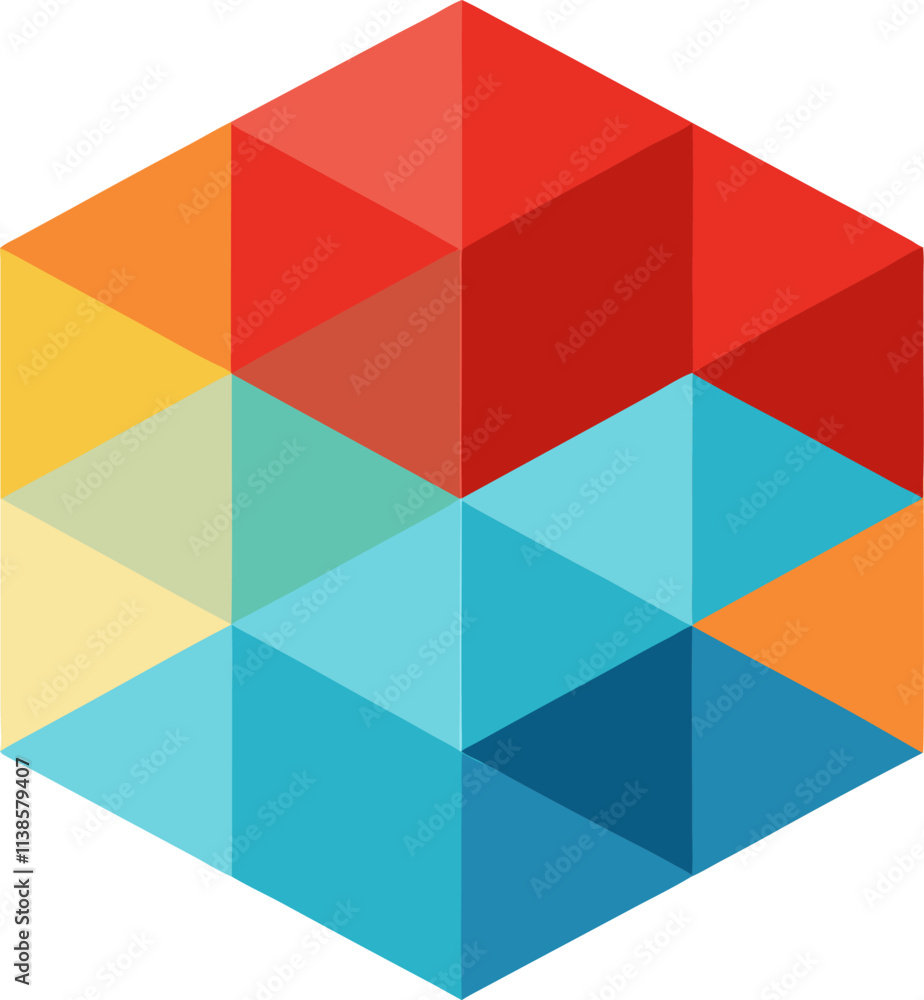Poster abstract hexagonal geometric pattern colorful triangles design