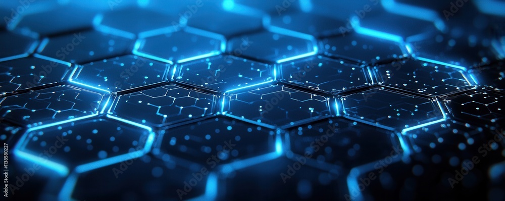 Poster abstract technology background with glowing hexagonal pattern