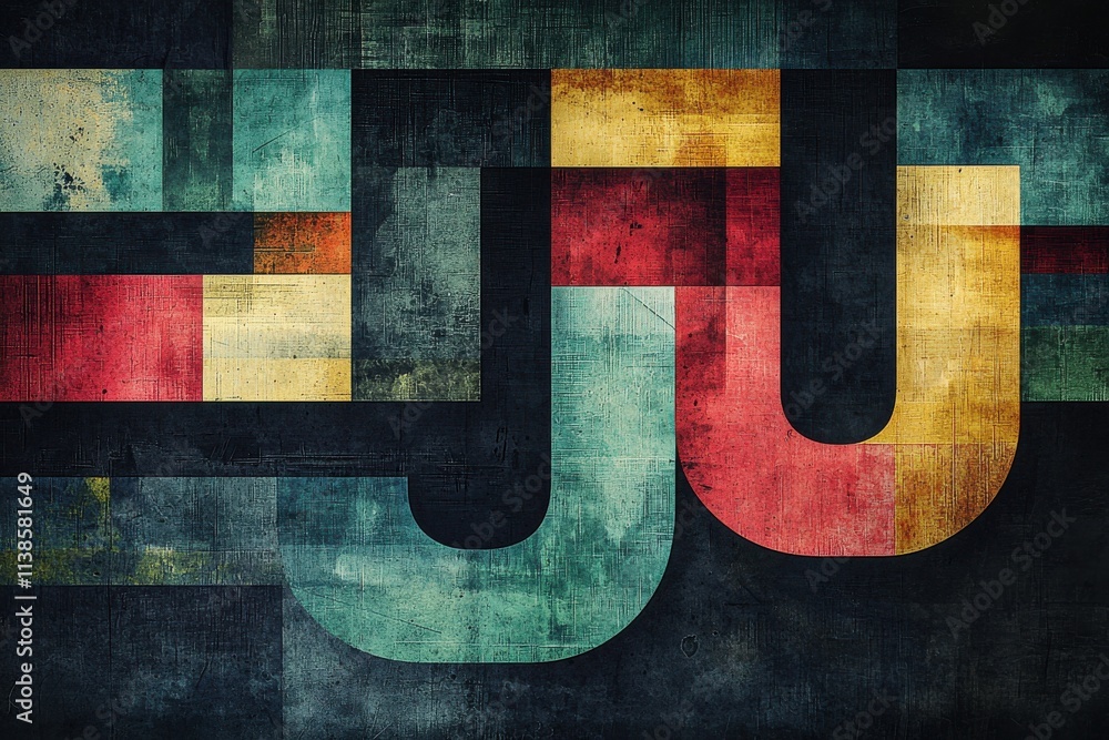 Aufkleber colorful abstract geometric pattern with overlapping blocks and textures