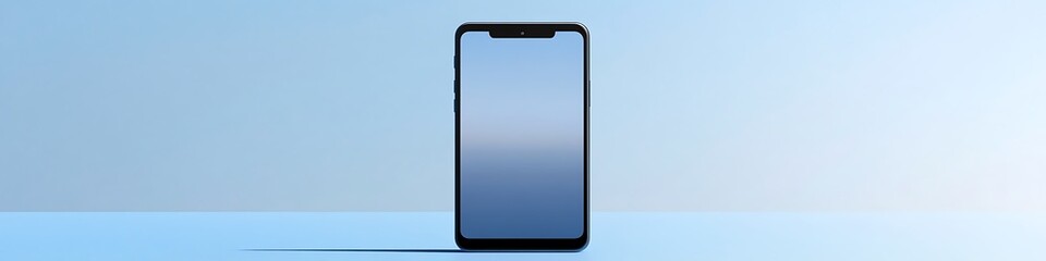Blank smartphone front view mockup isolated on a solid sky blue background