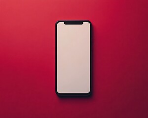 Blank smartphone screen with no details on a solid crimson red background