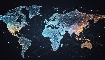 Fototapeta premium worldwide network connection, digital art illustration, Generative AI