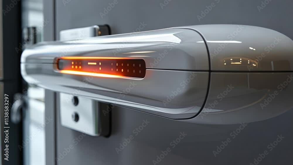 Poster This High-tech door lock system with LED display showcases advanced security for modern homes.