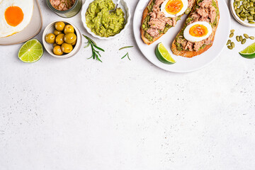 Tuna toast with boiled egg
