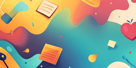 Abstract Colorful Background with Learning Elements