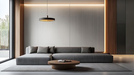 Beautiful Modern Living room Interior with furniture's ,mockup frame , posters, wall -3d Rendering