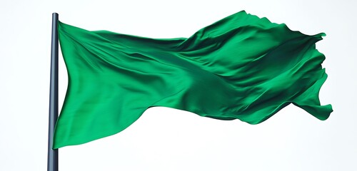 Bright emerald green minimalist flag, crisp and clean on a white background