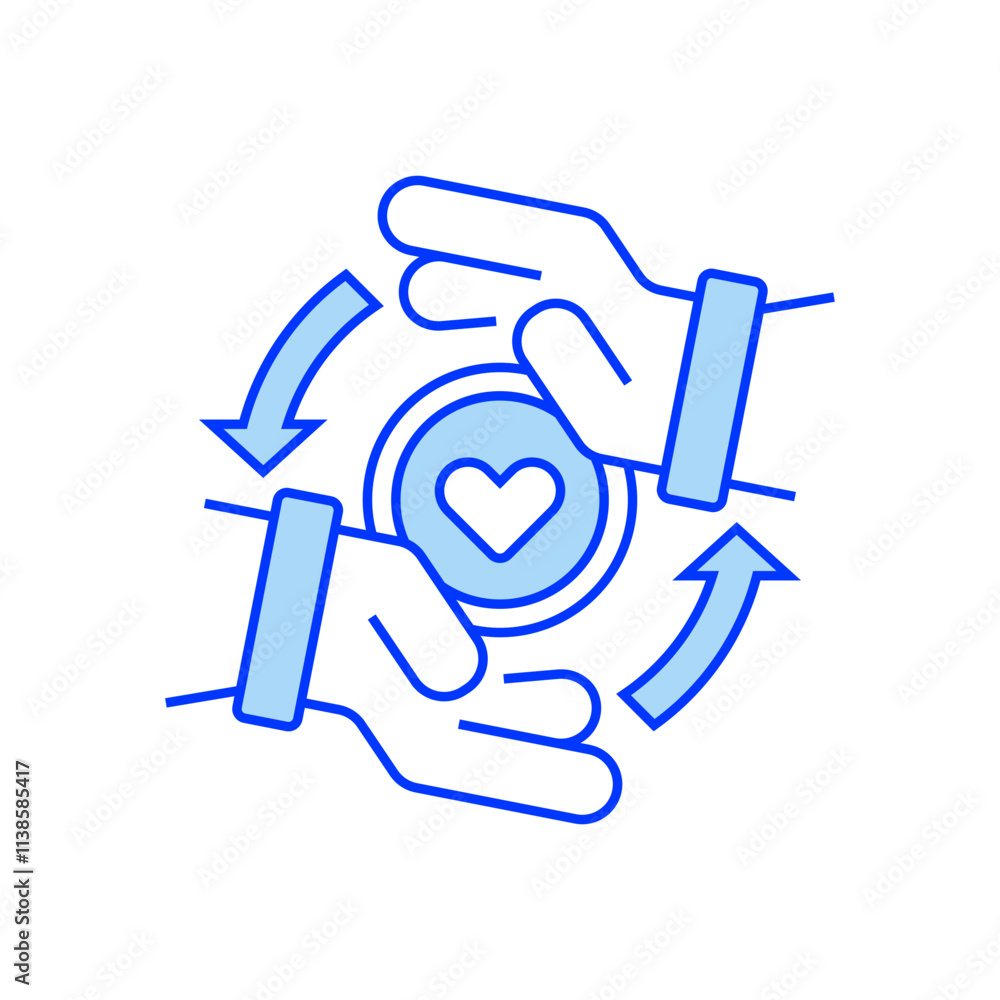 Poster helping hand line icon. linear style sign for mobile concept and web design. outline vector icon.